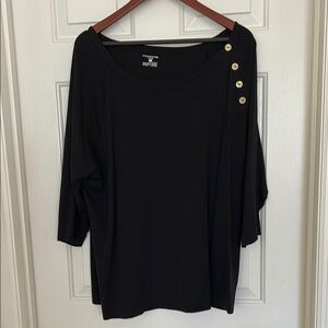 Jones New York Black Boxy Buttoned Blouse